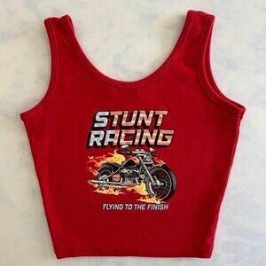 Obsessive Love Red Stunt Racing Biker Cropped Tank Top